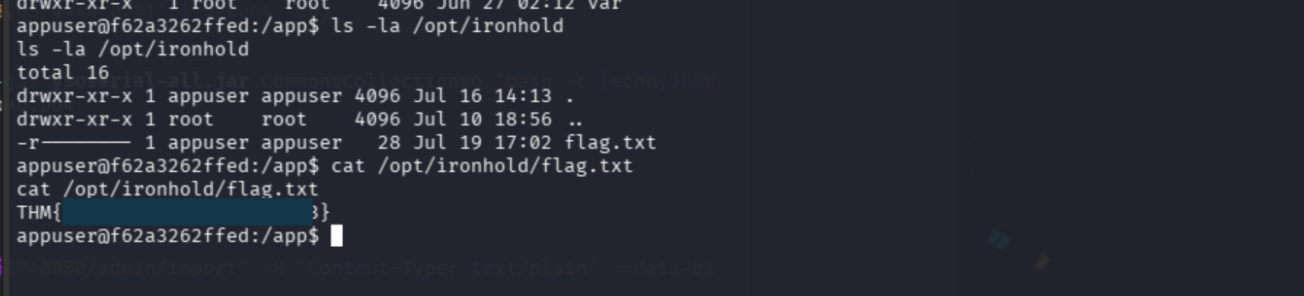 cat flag.txt revealing the final facility server flag